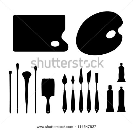 Silhouette Paint Brush and Palette