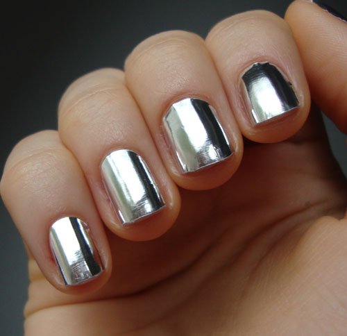 Silver Foil Nail Art