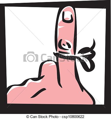String around Finger Reminder Clip Art