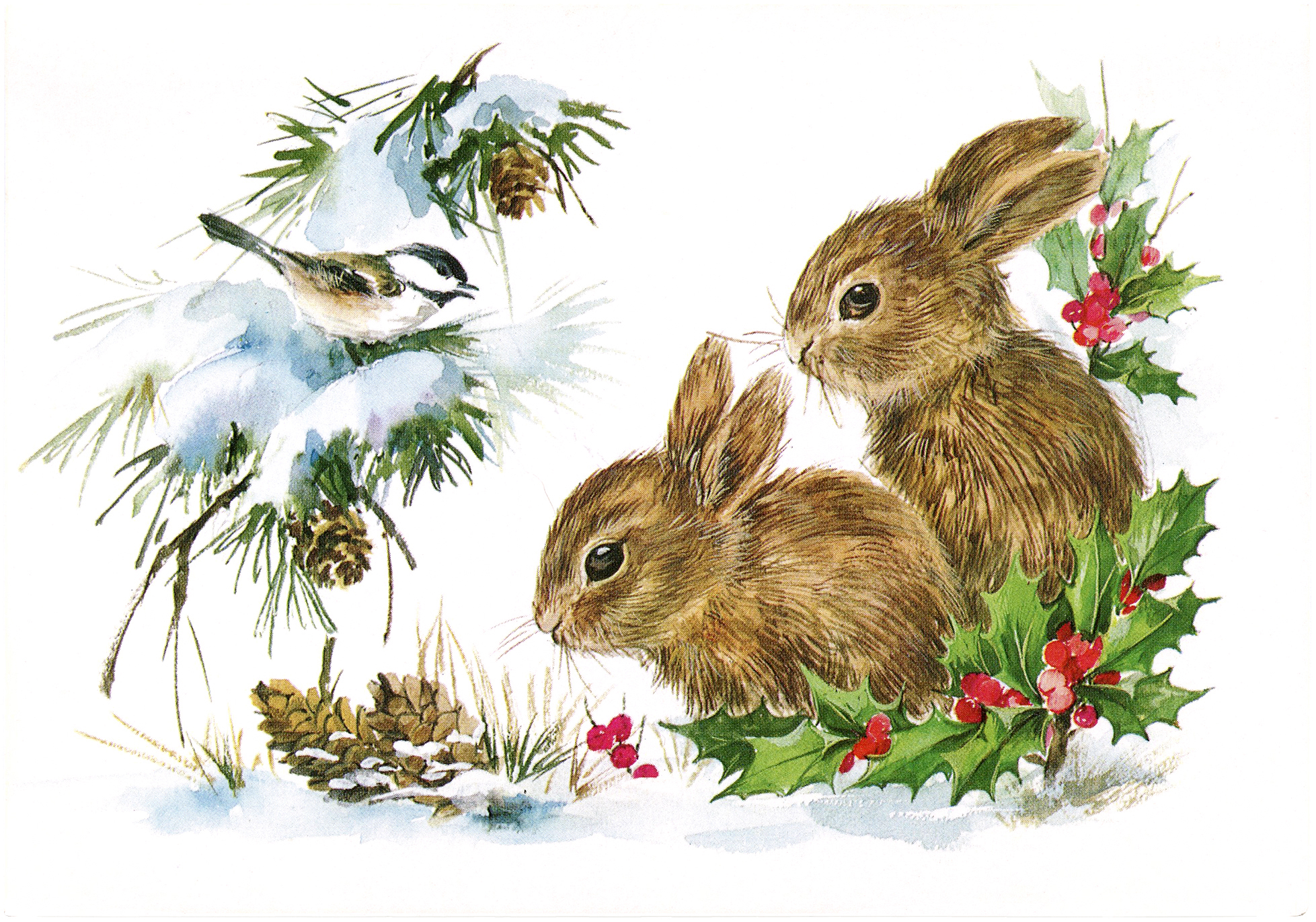 Vintage Christmas Bunnies