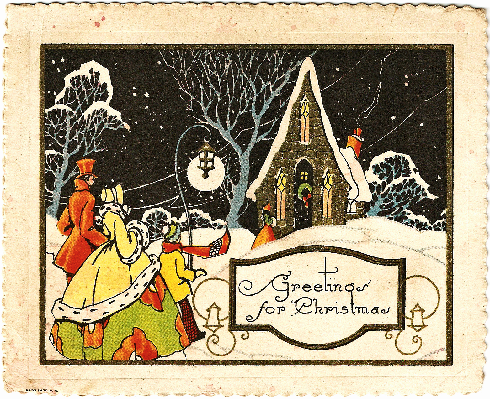 Vintage Christmas Card Clip Art Free