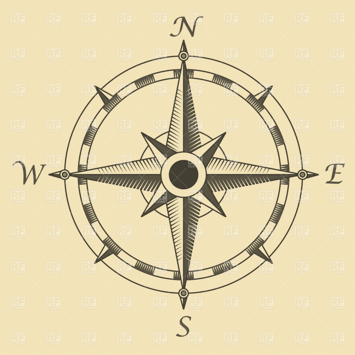 Vintage Compass Rose Clip Art