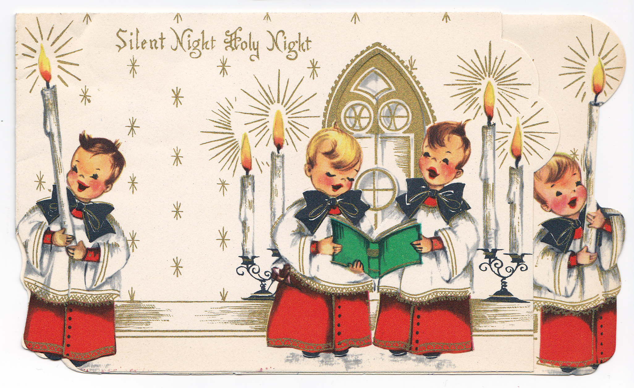 Vintage Silent Night Christmas Card
