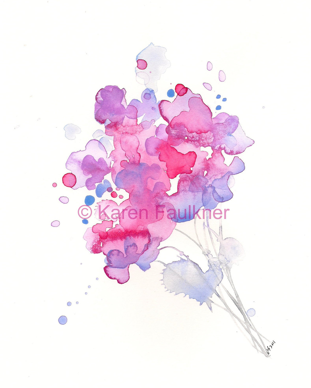 Watercolor Flower Bouquet Print