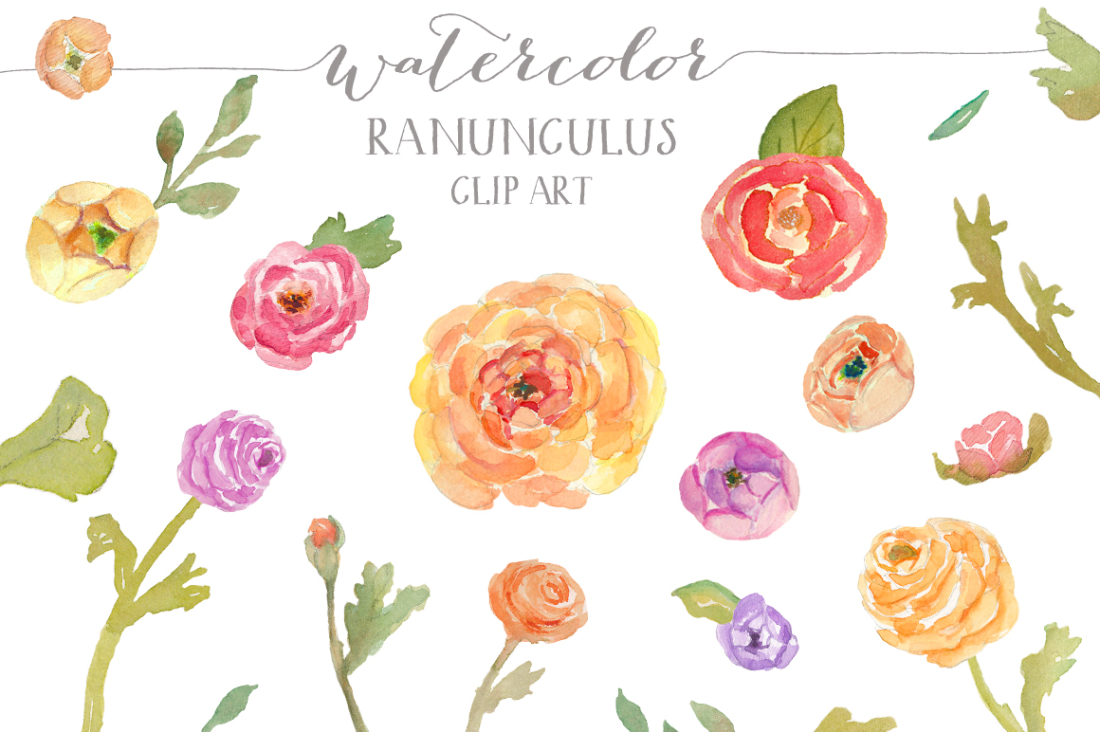 Watercolor Flowers Clip Art