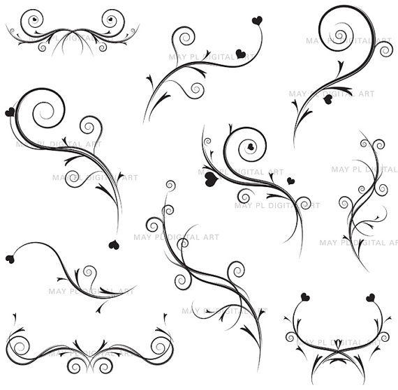 Wedding Flourish Swirl Clip Art