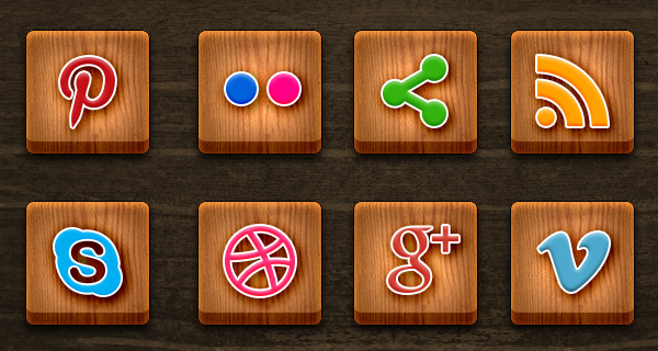 Wood Social Media Icons