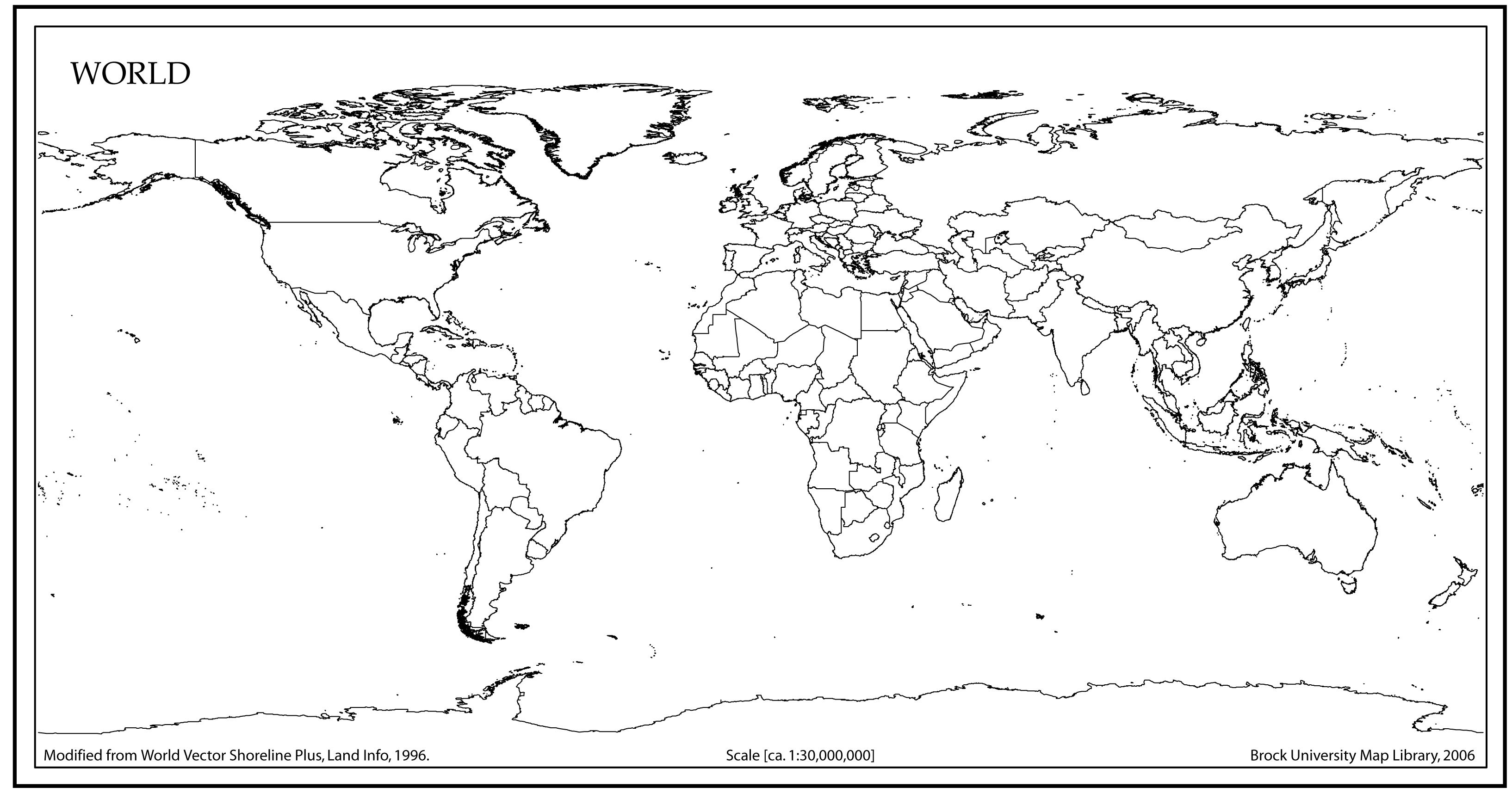 World Map Outline with Countries