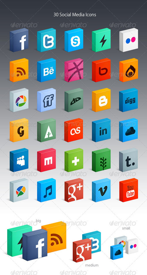 3D Social Media Icons