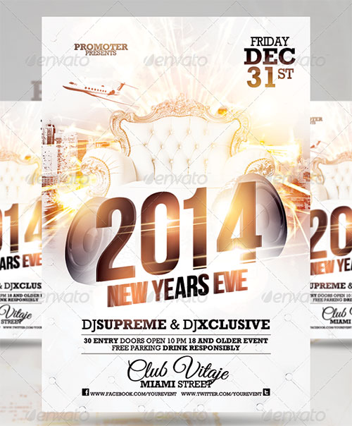 All White Party Flyer PSD Template