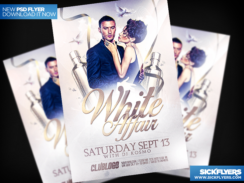 All White Party Flyer PSD Template