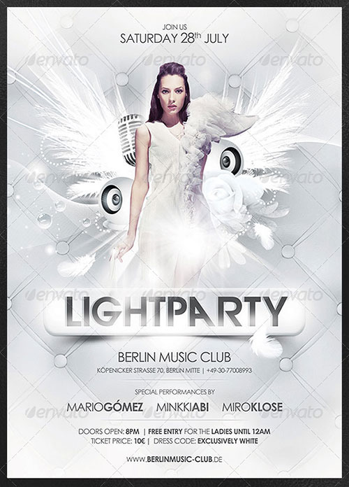 20 All White Party Flyer Template PSD Images