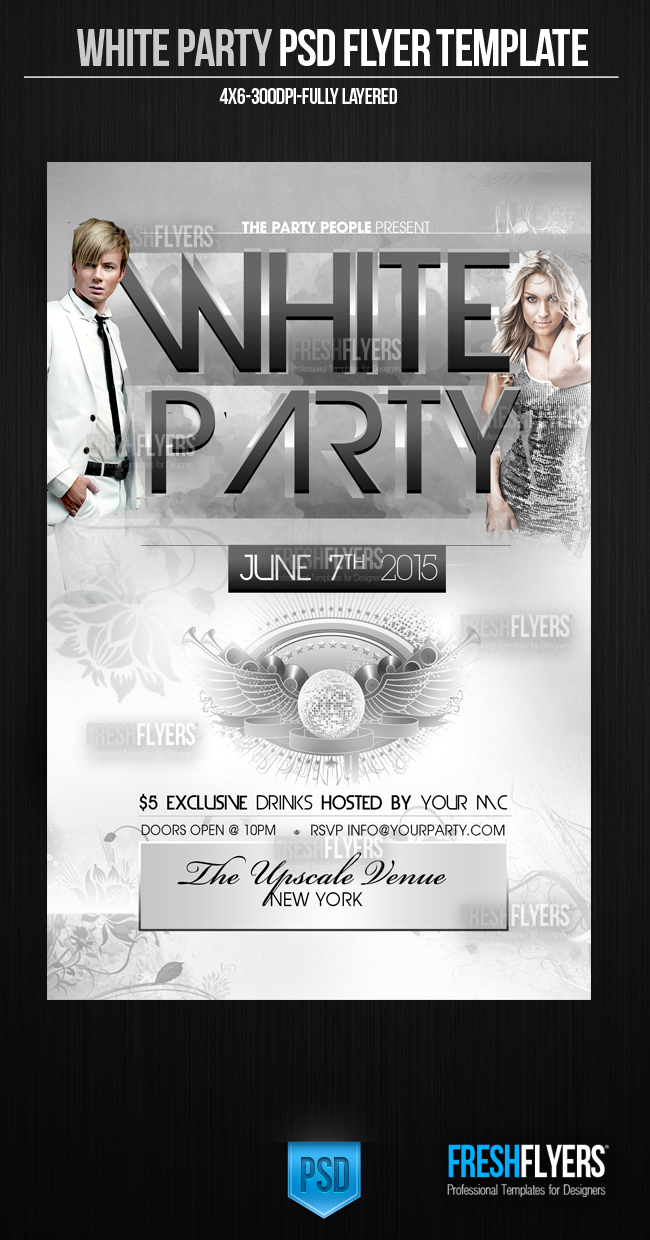 All White Party Flyer Templates