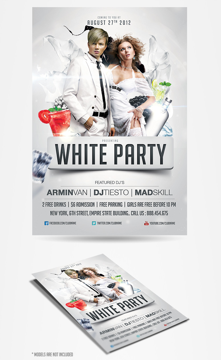 All White Party Flyer Templates