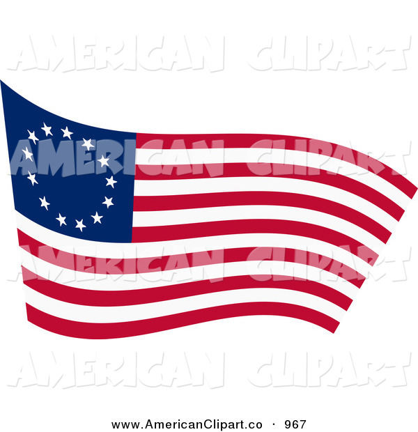 American Flag Waving Vector Clip Art