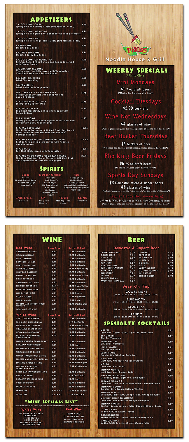 Bar Menu Design