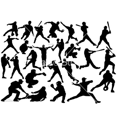 Baseball Player Silhouettes Vector