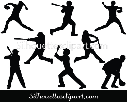 Baseball Player Silhouettes Vector