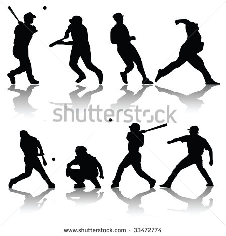 Baseball Player Silhouettes Vector