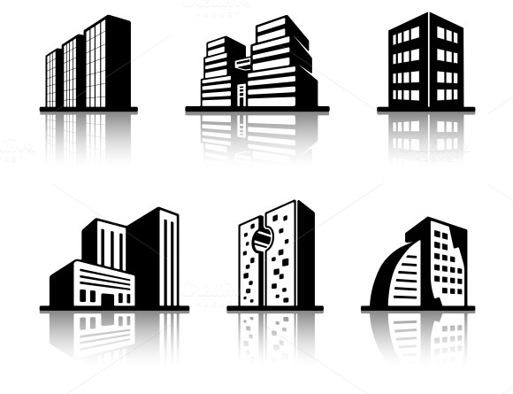 Black and White Building Icon