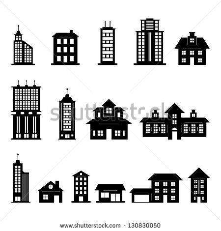 Black and White Building Icon