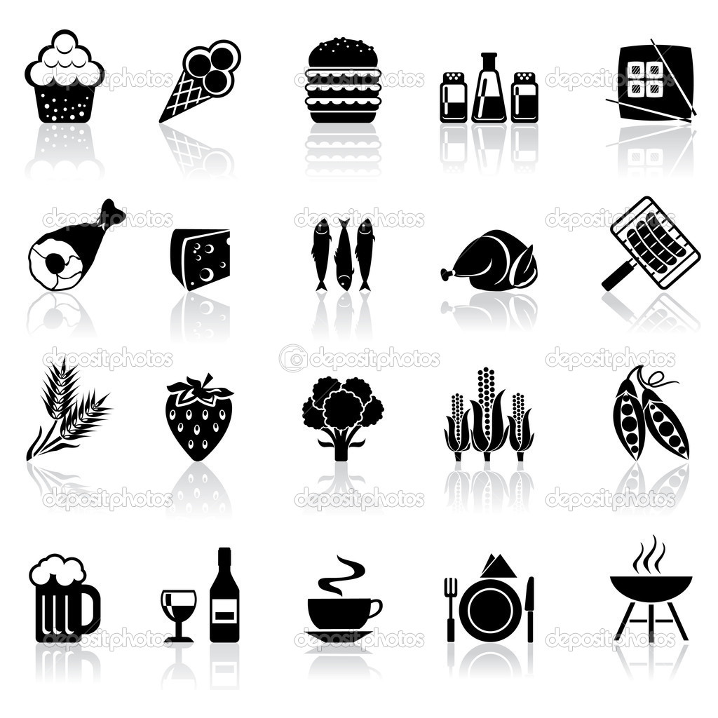 Black and White Food Icons