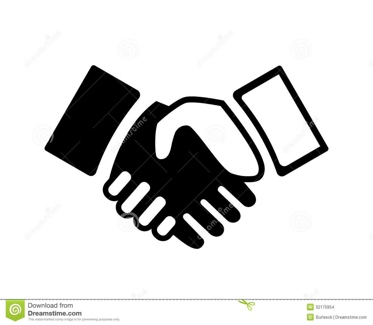 Black and White Handshake Icon