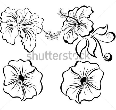 Black and White Hawaiian Flower Tattoos