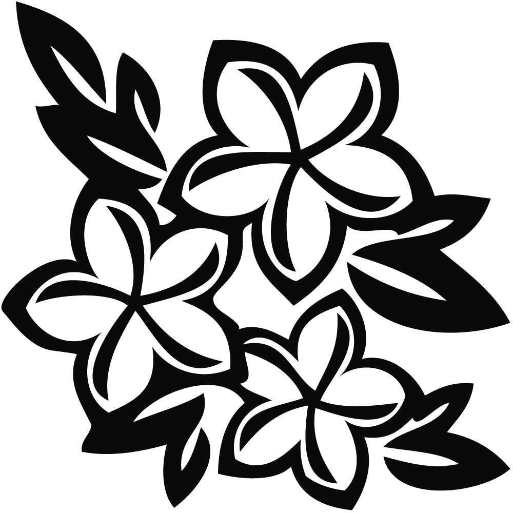 Black and White Hawaiian Flowers Clip Art