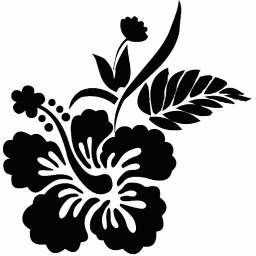 Black and White Hawaiian Flowers Clip Art