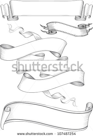 Black and White Ribbon Banner Vector