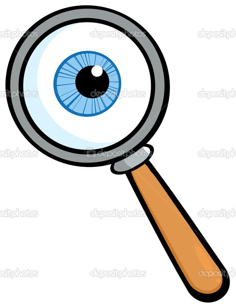 Cartoon Eye with Magnifying Glass