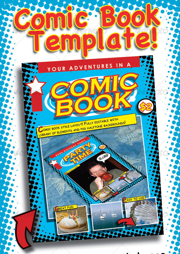 15 Comic Book PSD Template Images Comic Book Cover Template Comic 