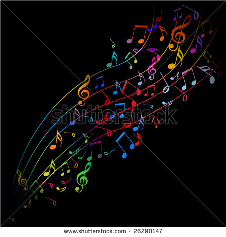 Cool Colorful Music Notes Black Background