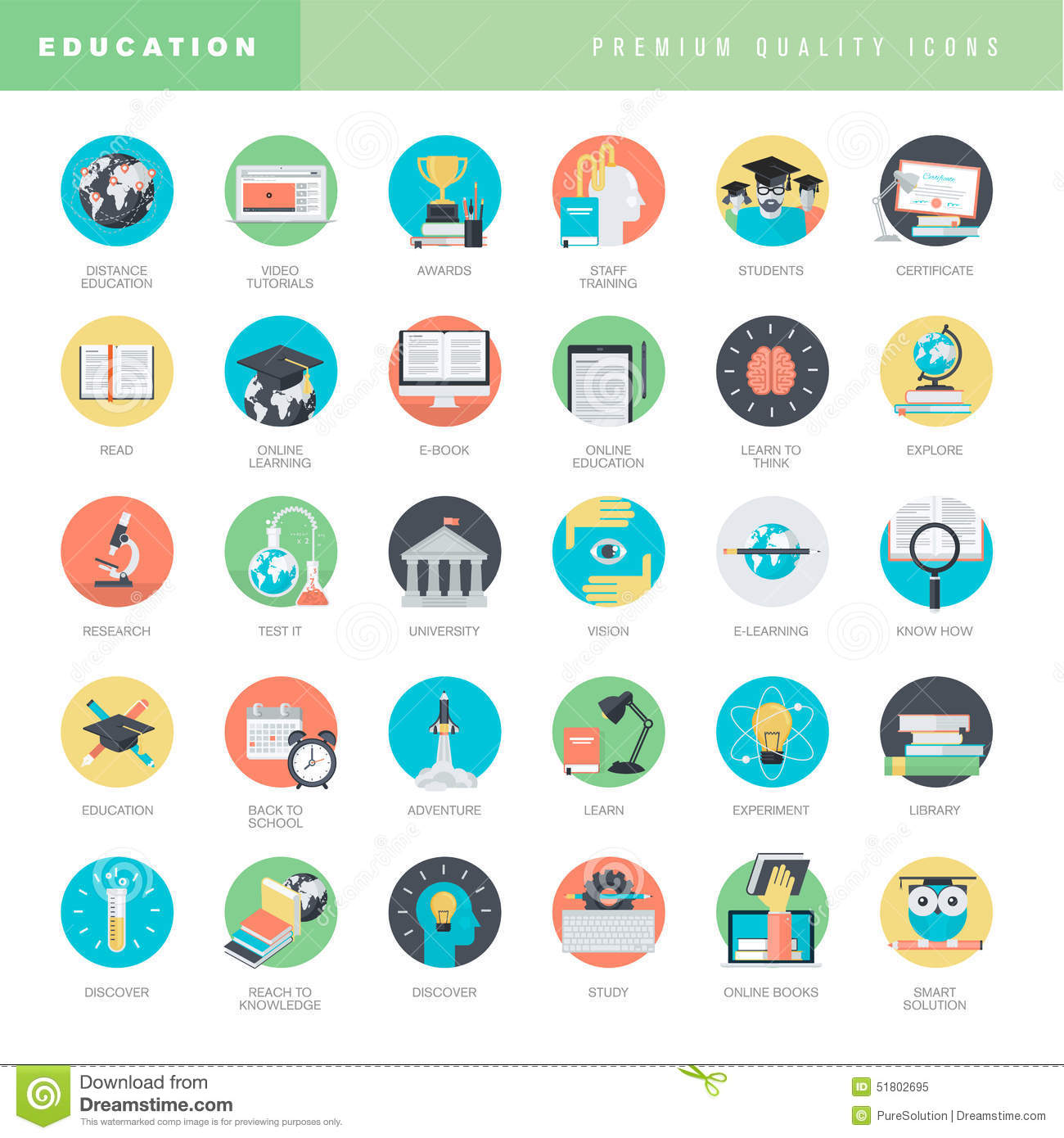 Flat Design Icons Education