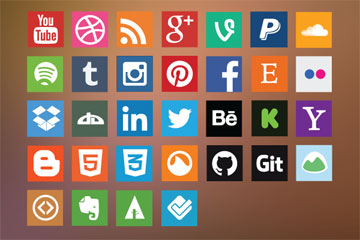 Flat Social Media Icons Vector Free