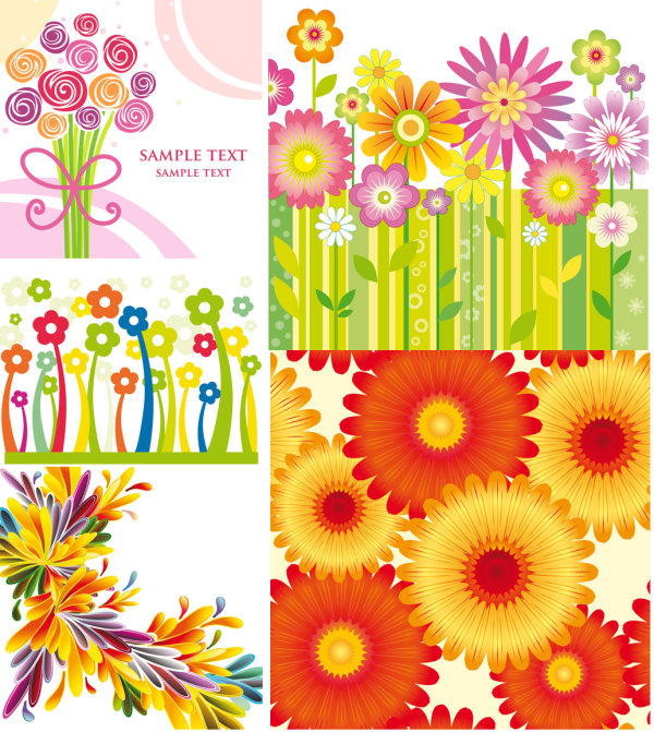 Free Vector Colorful Flowers Free Vector Colorful Flowers