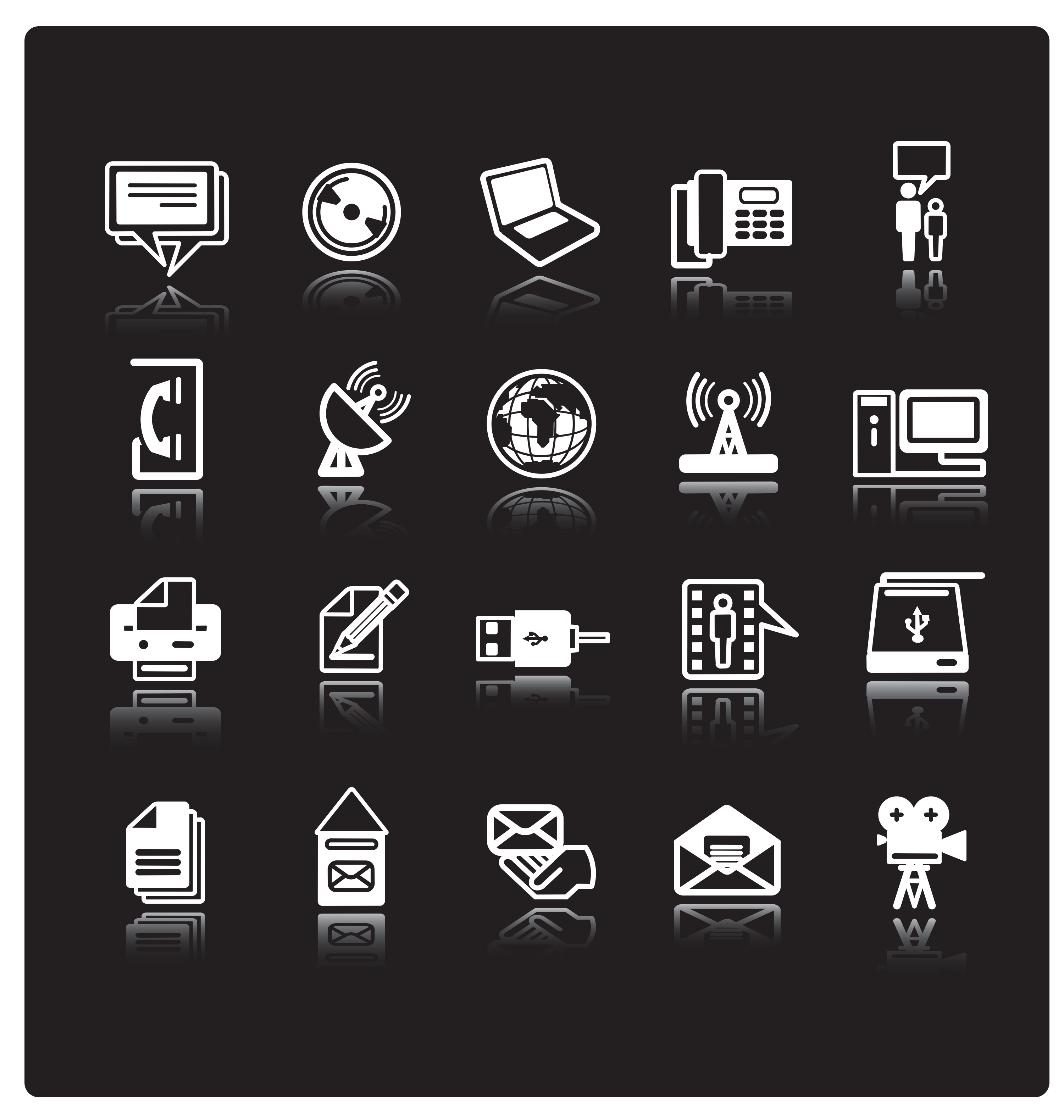 Free Vector Communication Icons Black and White