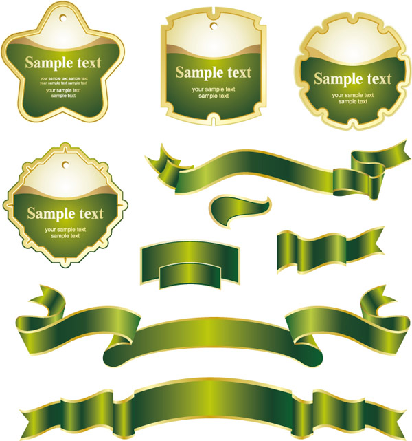 11 Green Ribbon Banner Vector Images