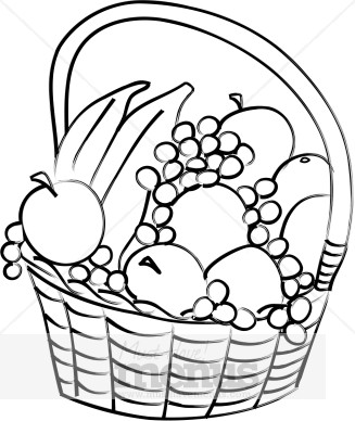 Fruit Basket Clip Art Black and White