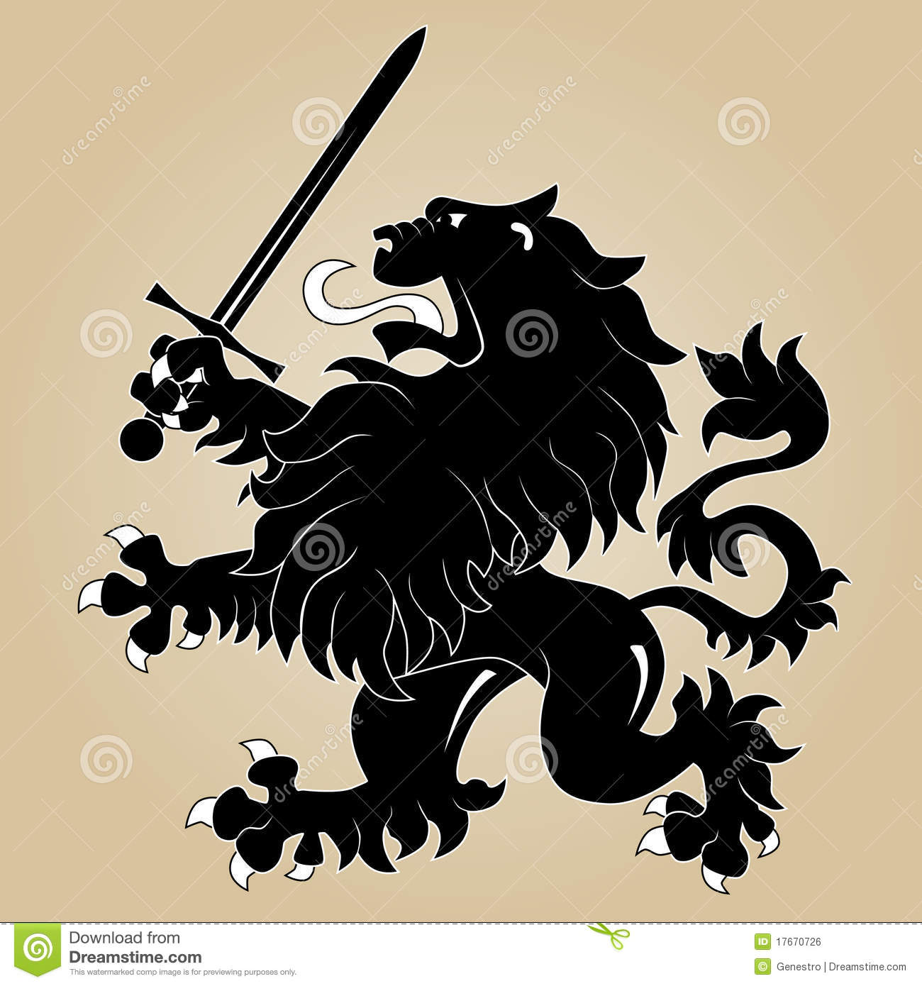 Heraldic Lion with Sword