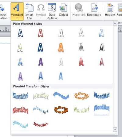 Microsoft Office 2010 Word Art