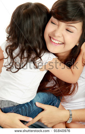 Mom and Daughter Smiling