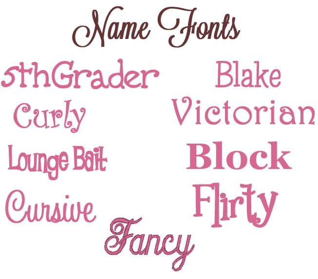 Name Embroidery Font Examples