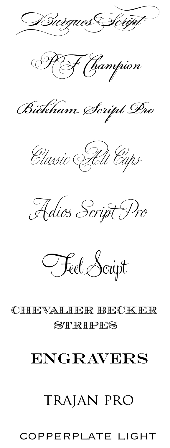 Popular Wedding Invitation Calligraphy Fonts