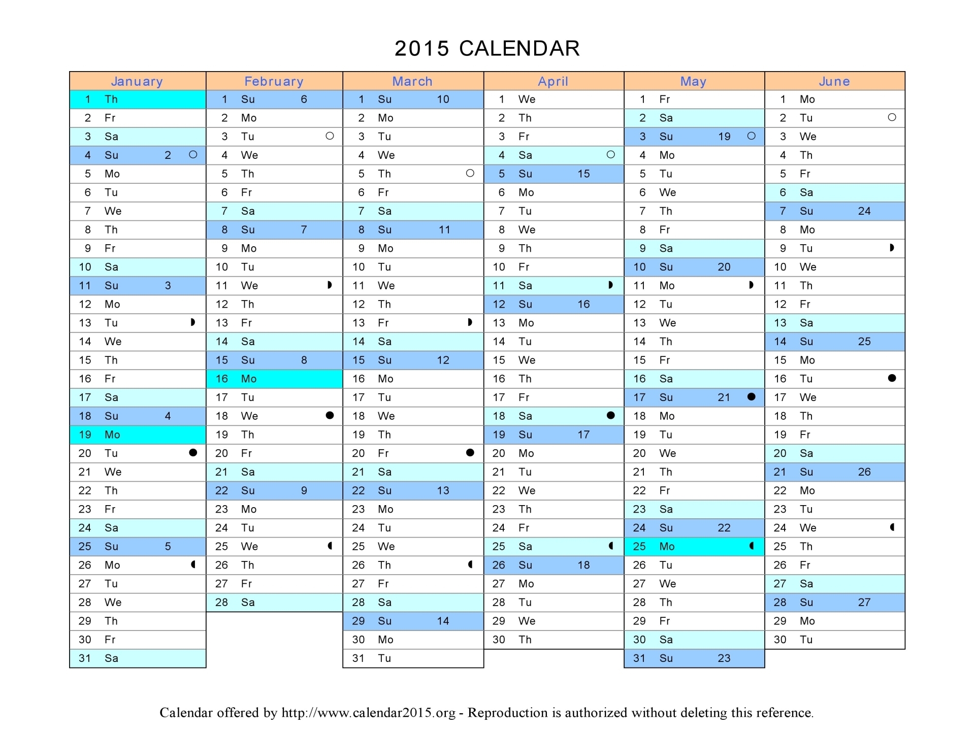 Printable Calendar Templates 2015 Word