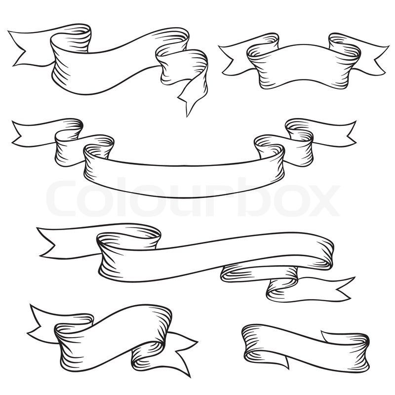 Ribbon Banner Outline Vector