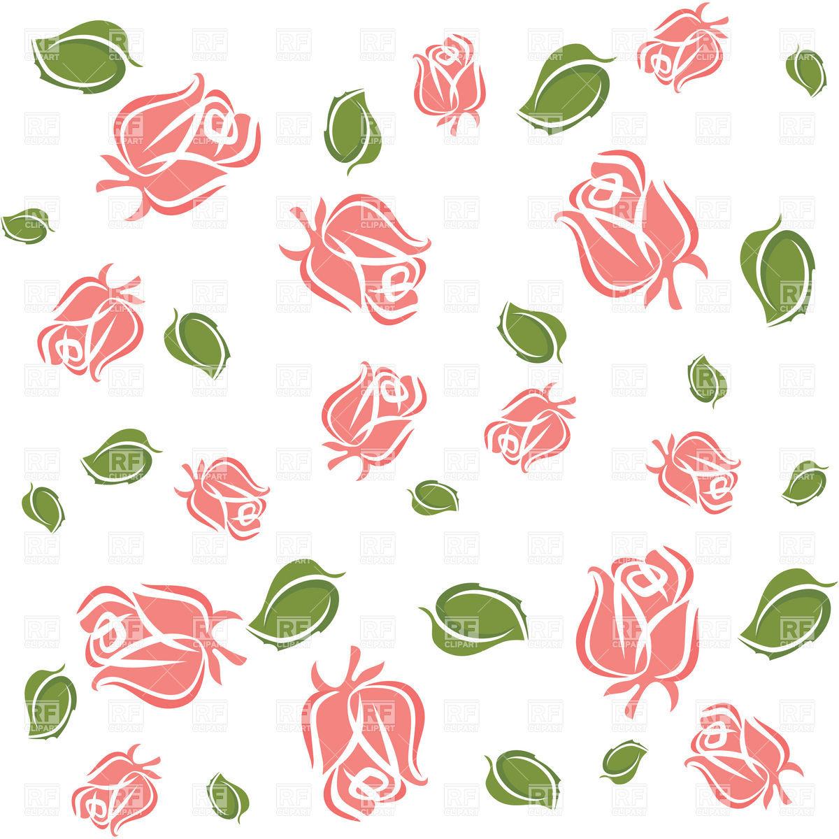 Roses with Leaves Clip Art Free