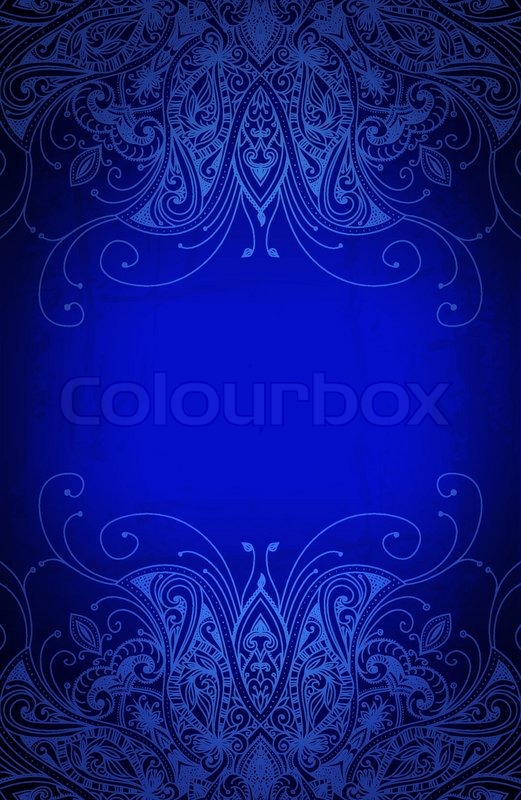 Royal Blue Wedding Card Vector