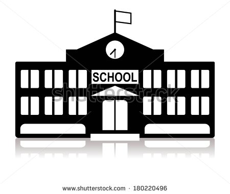 School Building Clip Art Black and White